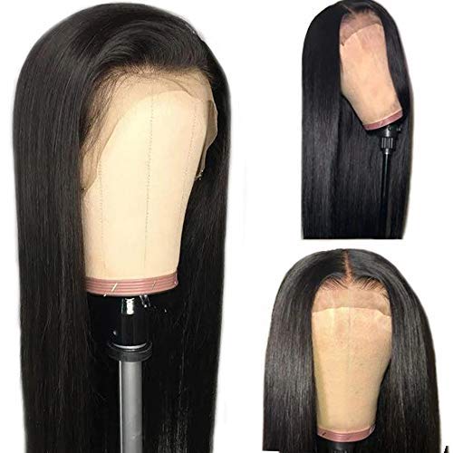 13X6 Lace Front Wig Straight Human Hair Brazilian Real Virgin Hair 130 Density Pre Plucked With Baby Hair Free Part For Women Natural Hairline 12 inch