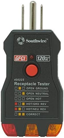 Southwire GFCI Receptacle Tester - Push-Button Outlet Tester for Fast & Accurate Wiring Checks - Compact & Durable Housing - 7 Test Functions