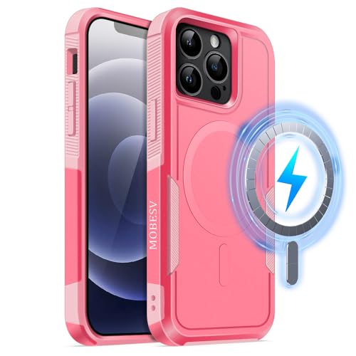 MOBESV Magnetisch Hülle für iPhone 13 Pro 6,1 Zoll, Handyhülle kompatibel mit MagSafe, Matte Stoßfeste Cover, Rosafarben