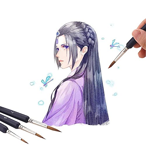 XBTGS Juego de 11 pinceles de pintura en miniatura para detalles artísticos, pinceles de pintura para el cabello para gouache, acuarela, aceite, azul, como se muestra, azul como se muestra
