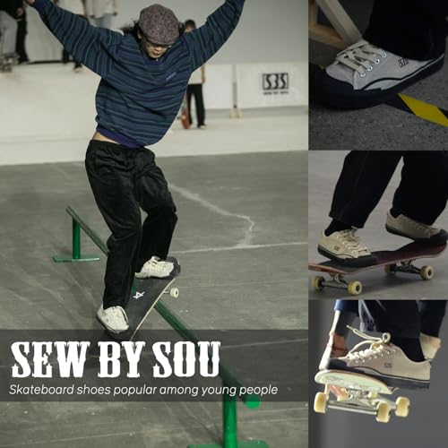 Image of Skateboard Shoes for Men Leather Low Top Pro Skateboarding Training Casual Sneakers