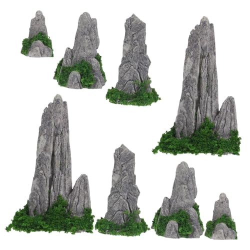 CAXUSD 8 x Fairy Garden Rock Garden Sculpture Figure Terrarium Mountain Statue Zen Decoration Micro Landscape Rock Bonsai Mountain Figure Zen Mini