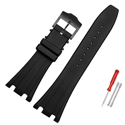 Bracelet montre caoutchouc noir 28mm pour AP Royal Oak 40mm 42mm