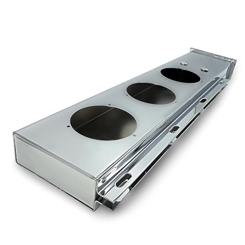 Image of TORQUE Mud Flap Hanger for Semi Trucks 2-1 /2 inch Bolt Spacing 30 inch Chrome, 4 inch Light Cutouts, Lights NOT Included, Spring Loaded, Straight, Right Left Included (TRMFH308)