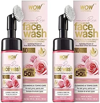 w..o..w face wash Skin Science Himalayan Rose Foaming Face Wash with Built-in Face Brush - 150mL pack of 2