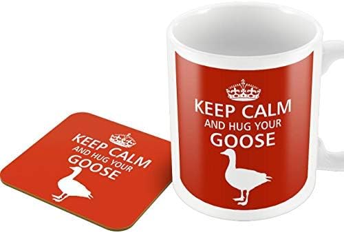 Victorian Print Designer Mug and Coaster - Keep Calm and Hug Your Goose - Mug and Coaster Set