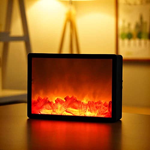 Sjhp Fireplace Lanterns Decorative Rectangle Fireplace Lamp Led Flame Log Effect Battery Operated Or Usb Operated For Home Decor Indoor Christmas Ornaments 11.81X8.27X3.07Inch #TOP1