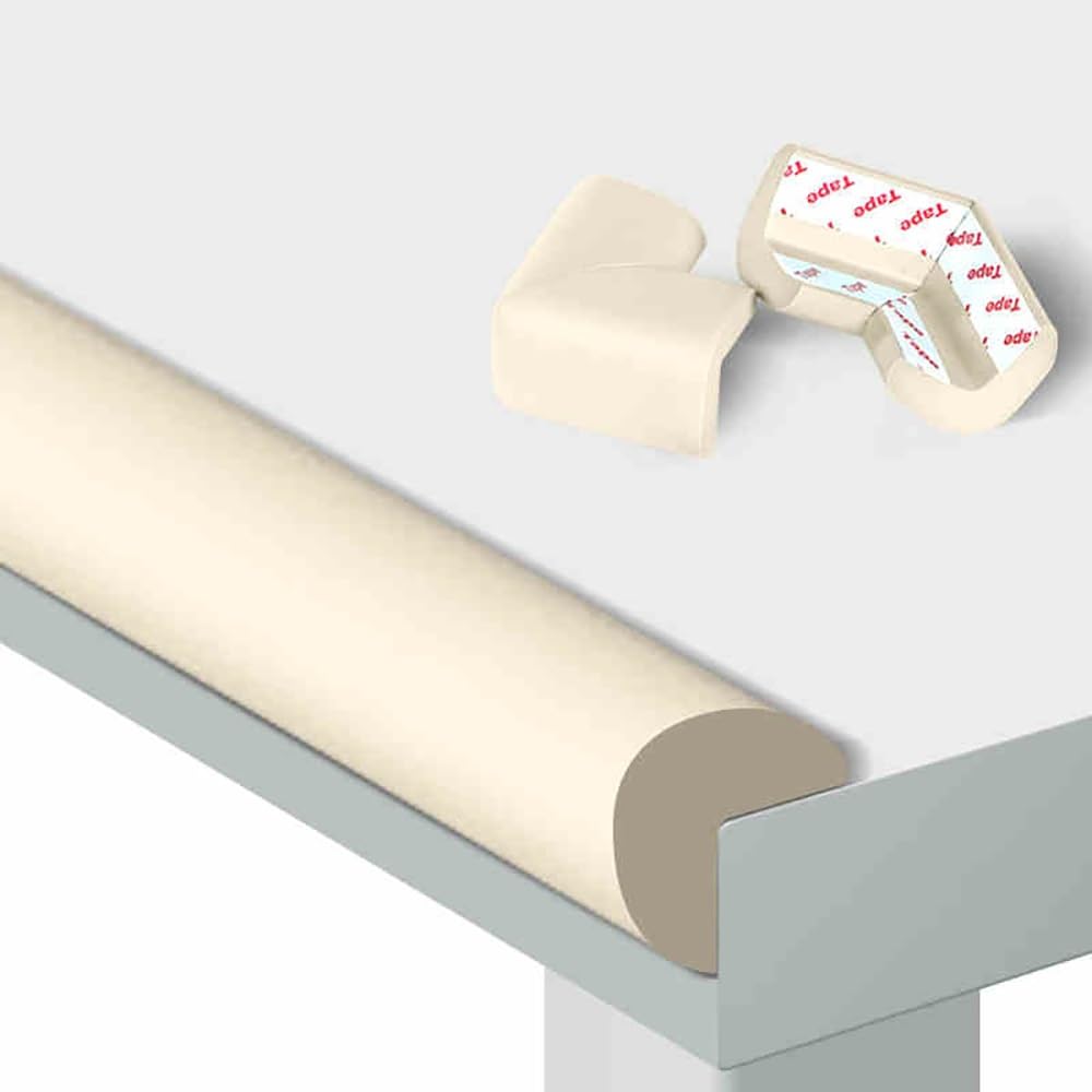 Tisch-Eckenschützer Sicherheitskante, L-förmiger Eckenschutz for Möbelkanten, selbstklebend, Mehrfarbig for Tische und Schubladen(Beige)