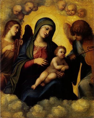 Toile Dame à l'enfant Antonio Da Correggio - Tableau reproduction d'art moderne pour salon 60x90cm