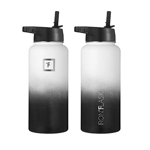 IRON °FLASK Botella De Agua De Deportes, 3 Tapas (Tapa Paja), El Vacío Aislado Acero Inoxidable, Caliente Y Fría[Día y… - Imagen 4