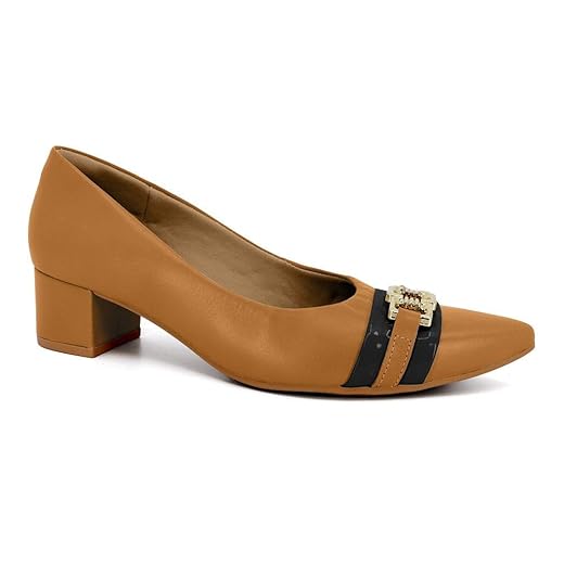 Scarpin Usaflex Salto Bloco Ref Mm0502-9 Bege 038