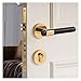 OYUXICWD All Copper Indoor Bedroom Door Lock Pure Copper American Simple Door Handle Magnetic Black Split Lock(Golden Full Copper Magnetic Style)
