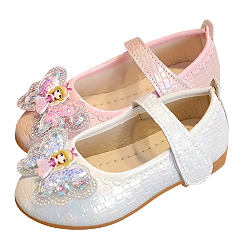 Fashion Summer Dress Mary Jane Girls Casual Shoes Rhinestone Bow Cartoon Girls Wedding Party Ballerina Flat Shoes (Pink, 1.5 Big Kids)2