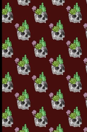 Succulent Skull Planter 100 Page, Paperback, Lined Notebook, Lined Journal - RED