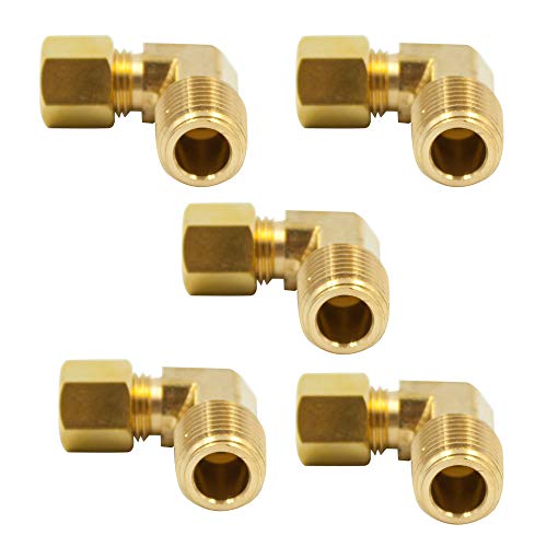 Amazing 🔥 Vis Brass Compression 90 Degree Male Elbow 1/4" OD x 1/8" NPT Male Pipe to Tube Fitting (Pack of 5)