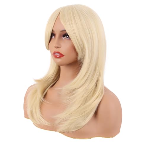 Image of MapofBeauty 20 Inch /50 cm Long Layered With Bangs Straight Synthetic fiber Shoulder Length Hair Party Wig (Mixed Gold)
