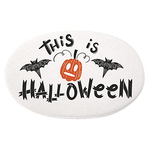 Image of Printed Oval Halloween Doormat Decorative Mat Halloween Decor Area Rug 60x80cm