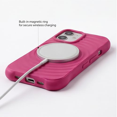 Image of amazon basics Shockproof Case for iPhone 12 | Ripple Pattern | Camera Protection | Protective Cover with Enhanced Grip & Wireless Charging Support - Maroon Red