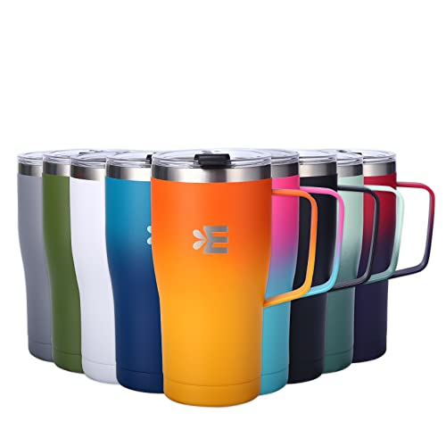 Ecoyee Coffee Travel Mug, Double Wall Vacuum Insulated Inner Spray Stainless Steel Water Mug With Handle,Cold&Hot Drinks, Coffee Cups Reusable/Car Using/Office Cups/Gift Choice（Orangeade, 20Oz） #TOP4