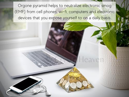 Image of Crystal Heaven Gomti Chakra Pyramid With Turtle-Orgone Pyramid For Positive Energy,Vastu,Reiki And Chakra Healing