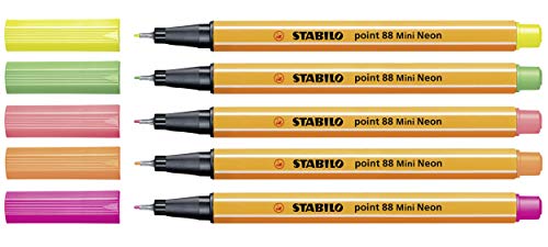 Image of STABILO Premium Felt Tip Pen & Fineliner Pen 68 & point 88 Mini - Assorted Neon Colors