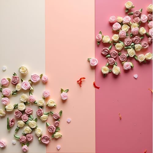 100Pcs 15mm Multicoloured Mini Rose Flowers Satin Ribbon Bows Appliques DIY Sewing Craft Accessories Wedding Bride Gift Decoration, Trim and Embellishments Ribbons - Image 5
