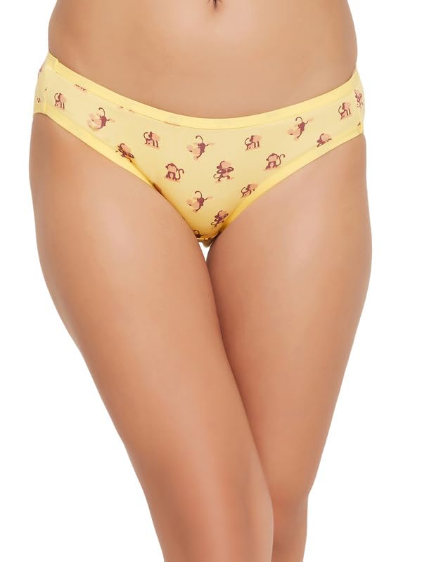 clovia Women's Cotton Low Waist Outer Elastic Bikini Panty in Yellow-picture-43