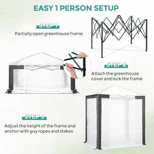 Image of EAGLE PEAK 6x4 Walk in Pop Up Greenhouse, Gray /White