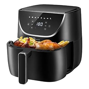 LIVINGbasics Oil Free Air Fryer, 6Qt(5.7L) Hot Air Fryers with 8 Cooking Preset and Digital Touch Screen Electric, Nonstick Basket, 1700W, ETL Licensed