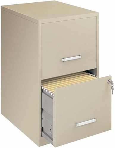 Scranton & Co Archivador de metal contemporáneo de 18" con 2 cajones en beige/masilla