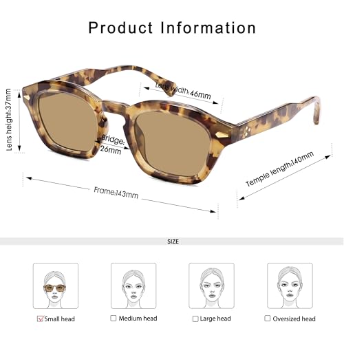 Image of Appassal Small Retro Square Sunglasses for Women Mens Rectangle Sunnies AP3680