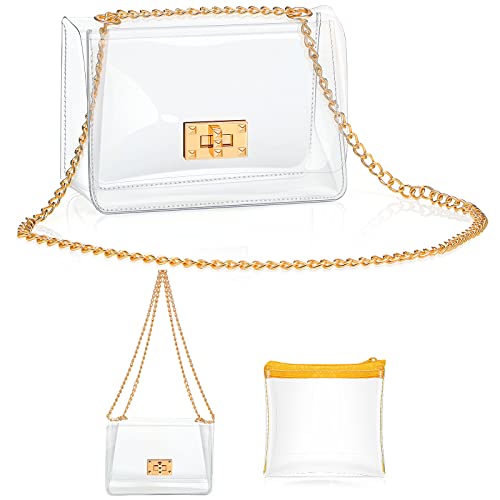 Clear Purse for Women Clear Crossbody Purse Bag Stadium Approved Clear Clutch Stadium Bags Clear Sports Fan Handbag with Small Transparent Purses for Women Sports Concert Party