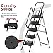 5 Step Foldable Steel Step Stool with Detachable Tool Tray, Wide Non Slip Pedals & Handrails for Indoor Outdoor Use