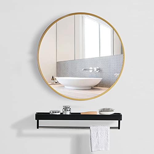 Miroir de maquillage décoratif rond or 81 cm pour coiffeuse de chambre