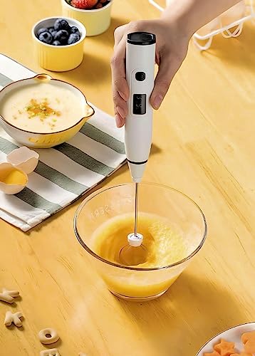 Image of FELICIA FINEST COLLECTIONS Handheld LED Display USB Rechargeable Milk Frother, 3 Speeds, Electric Milk Foam Maker Blender Mixer for Coffee, Latte, Cappuccino, Hot Chocolate, Egg Whisk (Green)