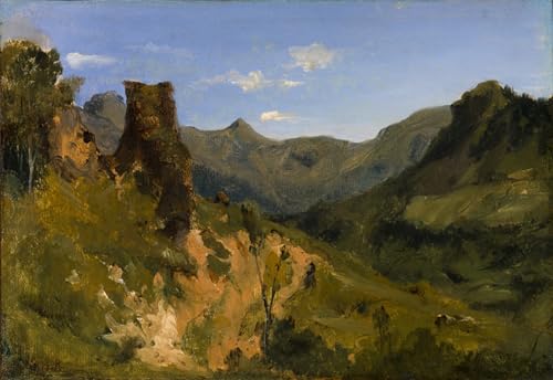 Tableau vallée monts d'auvergne théodore rousseau impression sur toile salon 60x90cm