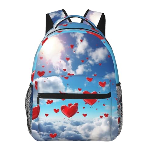 Sac à dos pour ordinateur portable motif cœurs dans le ciel idéal pour voyage