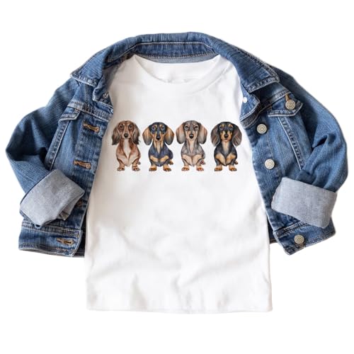 Dachshund Dogs In A Row Shirt - Cute Wiener Weenie Sausage Dog Outfit - Cute Girls & Boys Natural Toddler Youth Graphic Tee2