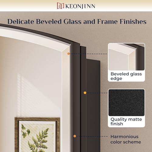 Image of Keonjinn Black Medicine Cabinet with Mirror 24 inch x 30 inch, Adjustable Shelves