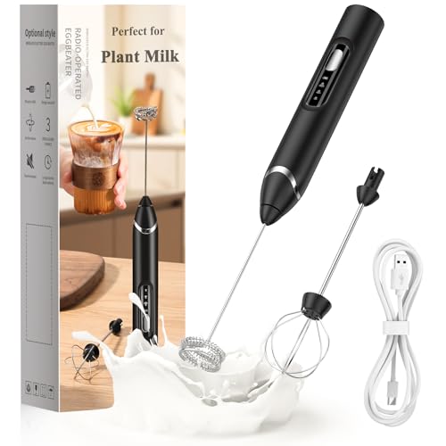 Rechargeable Handheld Milk Frother with Detachable Whisks
