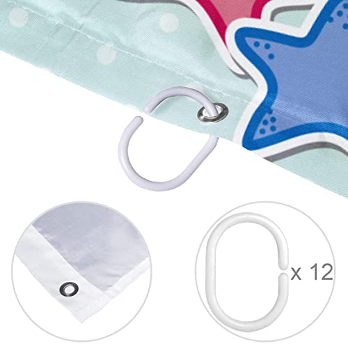 Rideau de douche animaux marins 183 cm grand format lavable - 5