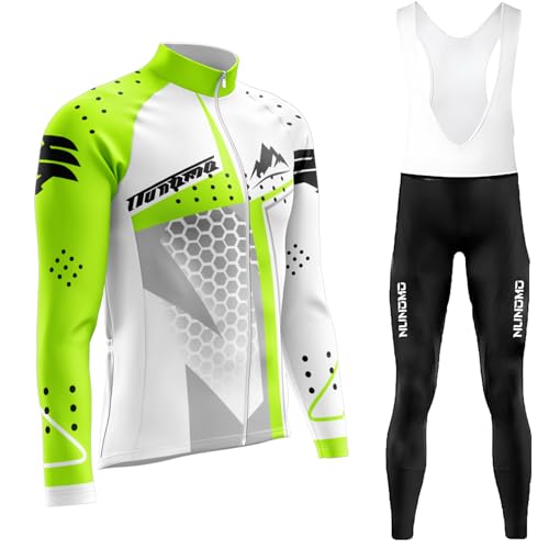Abbigliamento Ciclismo da Uomo,Maglia Manica Lunga+Pantaloni Lunghi,Cuscino Gel 9D,Moda Set Completo,Abbigliamento Sportivo per Bicicletta,Anica lunga abbigLiamento Ciclismo (TYPE-6,L)