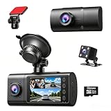 2026 Dash Cam, 3 Channel Dash Cam Front and Rear Inside,Inte...