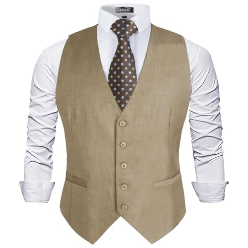 Image of Alizeal Mens Classic Solid Suit Vest Regular Fit Tuxedo Waistcoat | Classic for Wedding Business Daily Wear Wedding