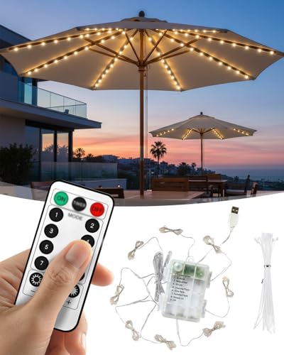 Lorrtta Parasol Lights Umbrella String Lights for Outdoor Patio Garden and Camping Create a Cozy Atmosphere for Evening Gatherings