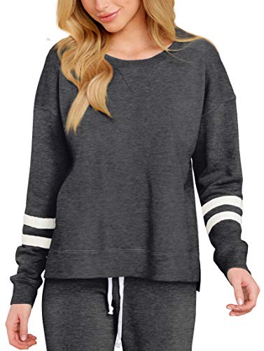 Winter Loungewear for Women Long Sleeve Loose Fit Sweatsuits Sets Dark Gray XXL
