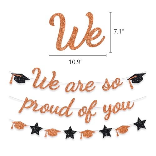 Image of We Are So Proud Of You Banner Graduation Party Decorations Glitter Congratulations Class Grad Ideas Orange