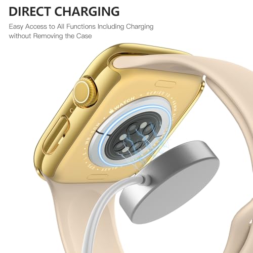 Image of Misxi Case with Screen Protector for 46mm Apple Watch Series 11 /10 | 2-Pack Cover with Tempered Glass for 11 /10, Scratch Resistant Sensitive Touch Protection, 1 Gold + 1 Transparent