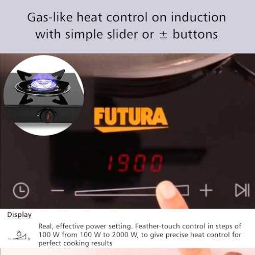 Hawkins Futura Single Induction Hob, 2000-W Cooktop with 20 Power Settings, Precise Time Setting Intervals, Child Lock, Black (FIC1A1) view 2