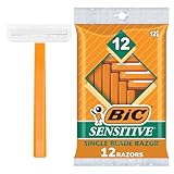 BIC Single Blade Shaver, Sensitive, 12-Count (Packs of 12)